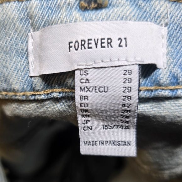 Forever 21 Low Rise Baggy Light Blue Distressed Wide-Leg Jeans - Picture 6 of 6